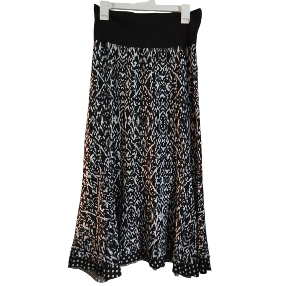 Women's Nomadic Traders Black White Patterned Maxi Skirt M